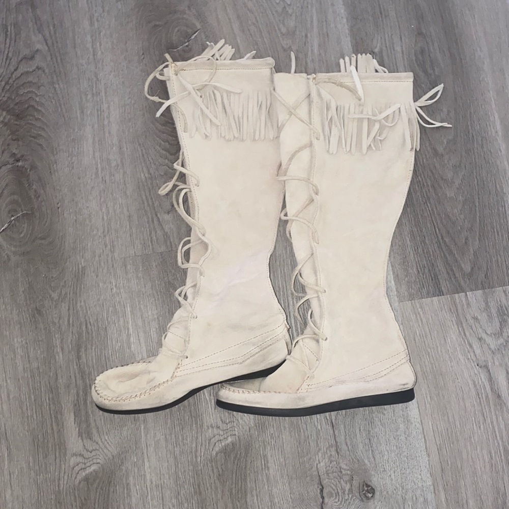 Fringe tall boot